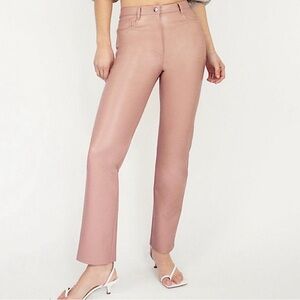 EUC Aritzia Wilfred Pink High Rise Vegan Leather Melina Pants in Blush 8